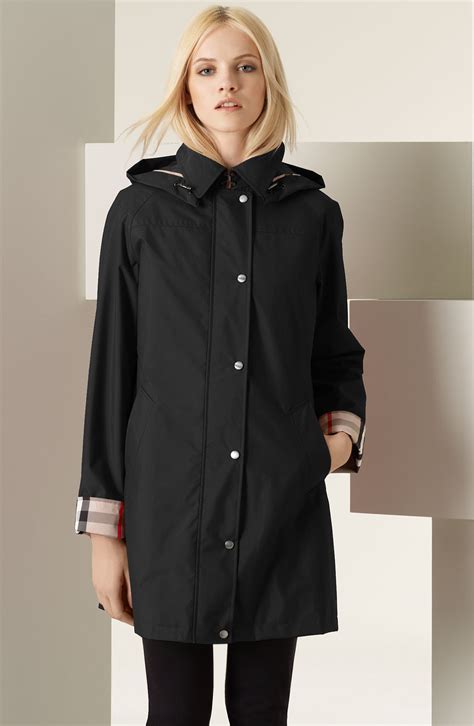 burberry brit hooded a line raincoat